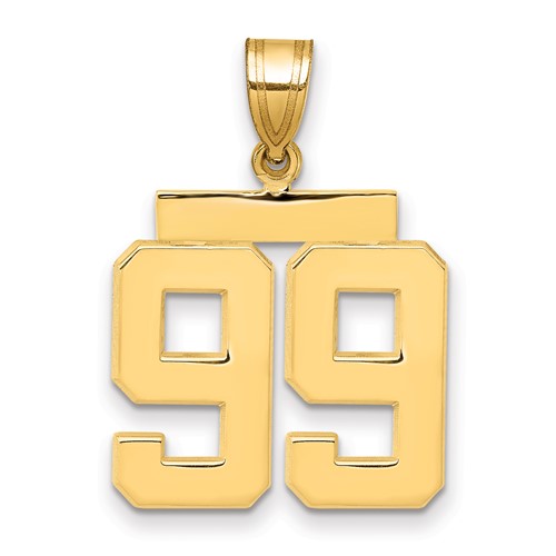 14K Yellow Gold Medium Polished Number 99 Charm