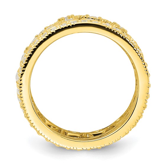 Affordable Expressions Sterling Silver Gold-plated CZ Five Ring Set