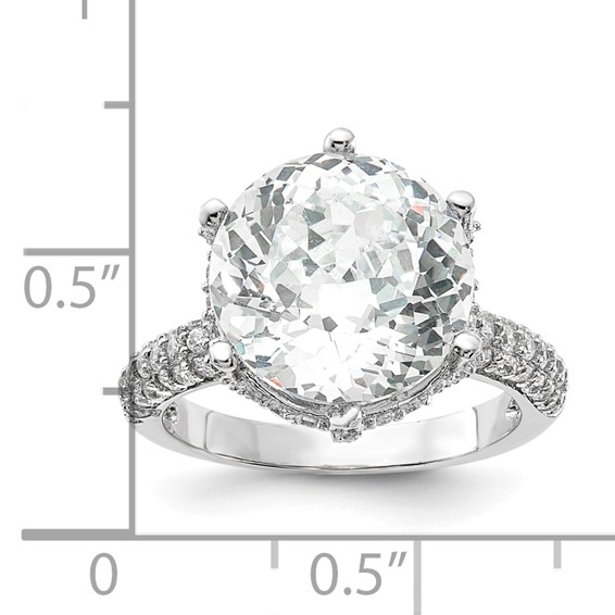 Sterling Silver Rhodium-plated Fancy CZ Ring