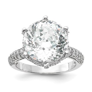 Sterling Silver Rhodium-plated Fancy CZ Ring