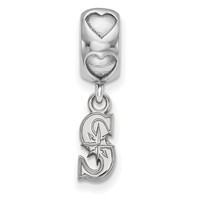 Sterling Silver Rhodium-plated LogoArt Seattle Mariners S on Heart Bead view 2