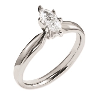 14k White Gold Moissanite 8x4mm Marquise Solitaire Ring