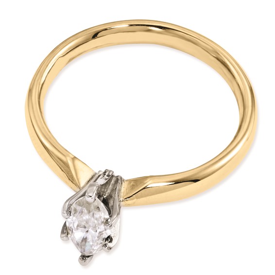 14k Two-tone Moissanite 8x4mm Marquise Solitaire Ring