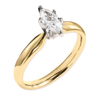 14k Two-tone Moissanite 8x4mm Marquise Solitaire Ring