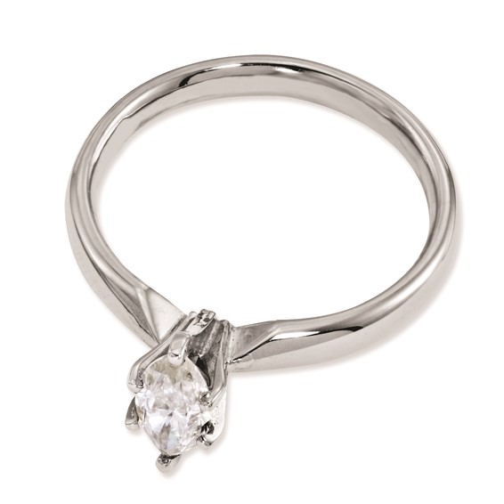 14k White Gold Moissanite 10x5mm Marquise Solitaire Ring
