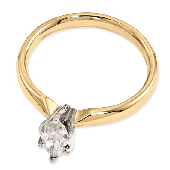 14k Two-tone Moissanite 10x5mm Marquise Solitaire Ring