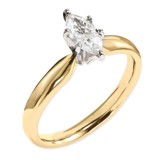 14k Two-tone Moissanite 10x5mm Marquise Solitaire Ring