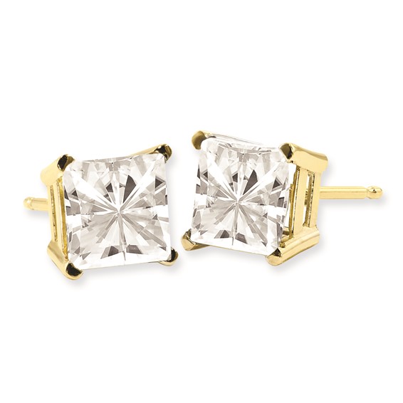 14K Moissanite 3.5mm Square Brilliant Screw Back Earrings