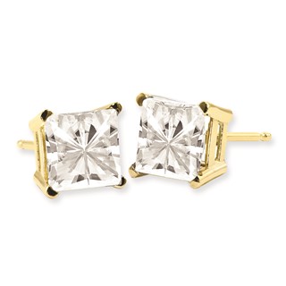 14K Moissanite 6.5mm Square Brilliant Screw Back Earrings