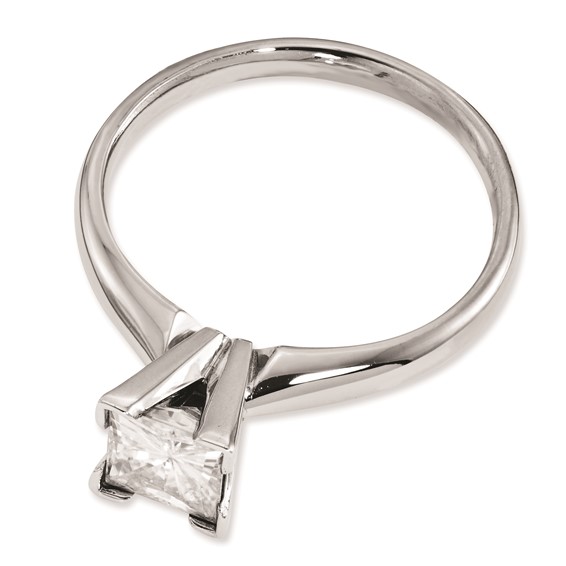 14K White Gold Moissanite 5mm Square Solitaire Ring