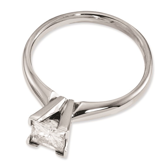 14K White Gold Moissanite 5.5mm Square Solitaire Ring