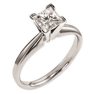 14K White Gold Moissanite 5.5mm Square Solitaire Ring