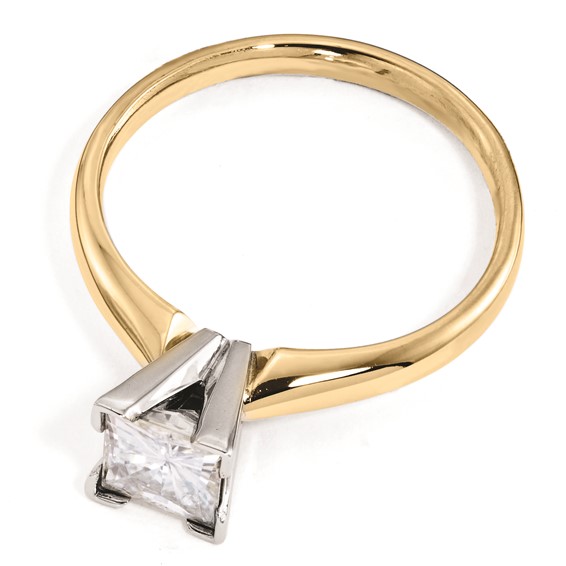 14k Two-tone Moissanite 5.5mm Square Solitaire Ring