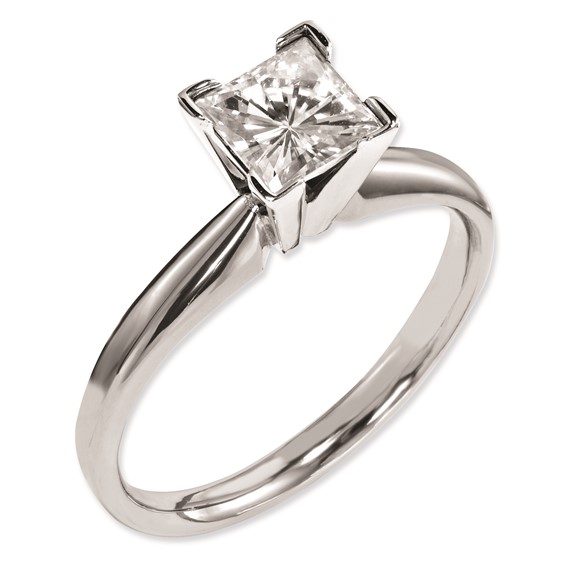 14K White Gold Moissanite 6mm Square Solitaire Ring