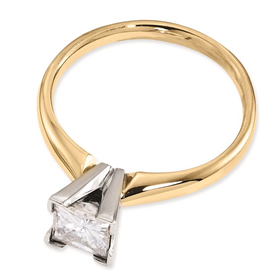 14k Two-tone Moissanite 6mm Square Solitaire Ring