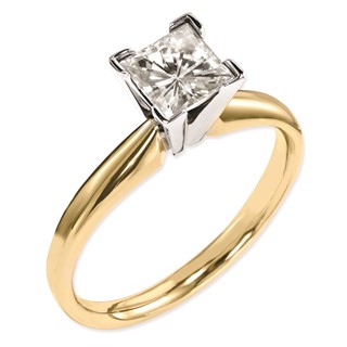 14k Two-tone Moissanite 6mm Square Solitaire Ring