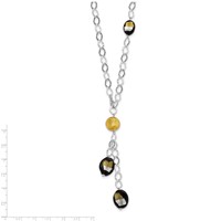 Sterling Silver Multicolor Murano Glass Bead Drop Necklace view 3