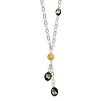 Sterling Silver Multicolor Murano Glass Bead Drop Necklace view 1