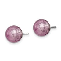 Sterling Silver Rhodium-plated Lavender Italian Murano Earrings view 2