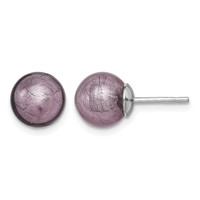 Sterling Silver Rhodium-plated Lavender Italian Murano Earrings view 1