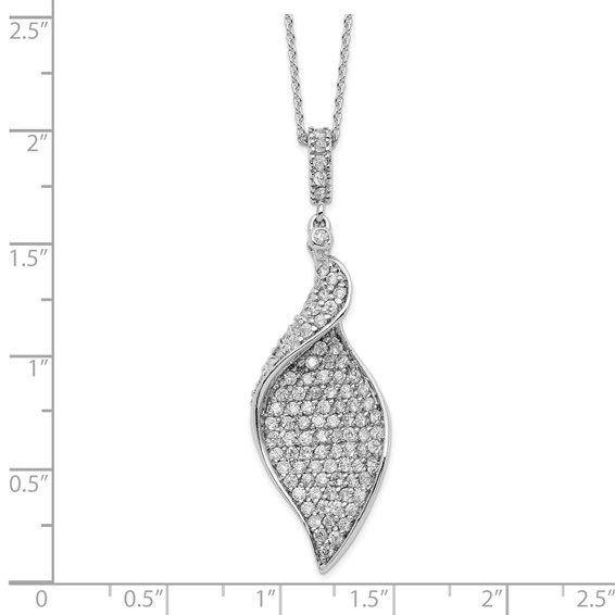 Sterling Silver Rhod-pl CZ Leaf Necklace
