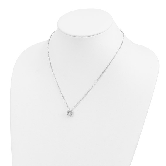 Brass Rhodium-plated White CZ Initial Letter Q Necklace