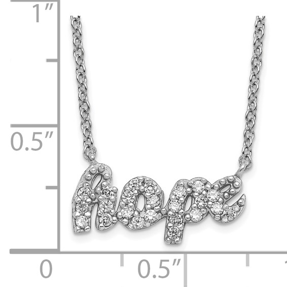 Sterling Silver Rhodium-plated CZ "Hope" Necklace