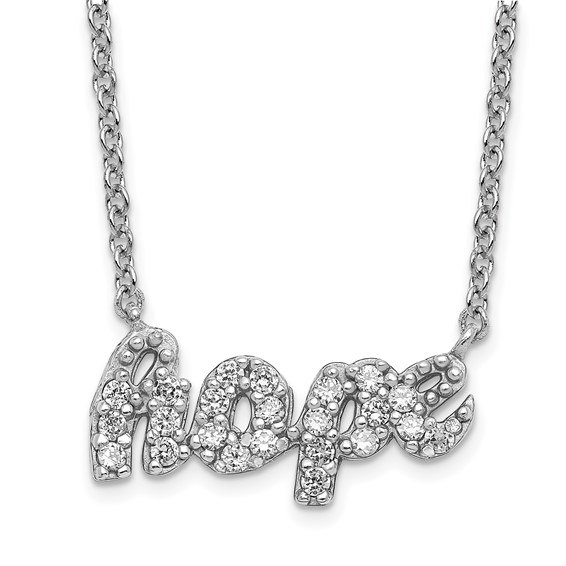 Sterling Silver Rhodium-plated CZ "Hope" Necklace