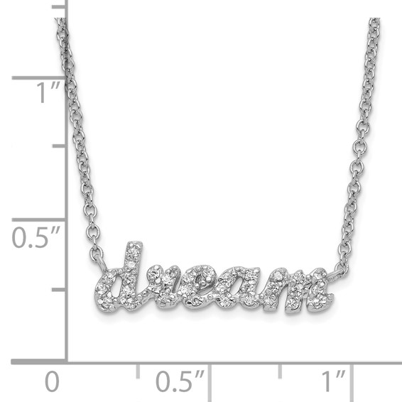 Sterling Silver Rhodium-plated CZ DREAM Word 18 inch Necklace