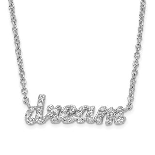 Sterling Silver Rhodium-plated CZ DREAM Word 18 inch Necklace