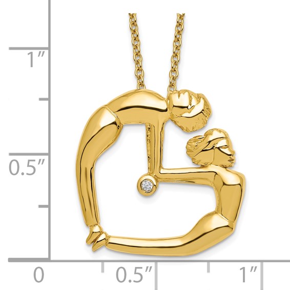 Sterling Silver Gold Plated I Have Your Back CZ Necklace