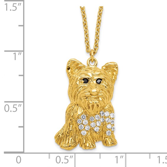 Brass Gold-tone CZ Scottie Dog Necklace