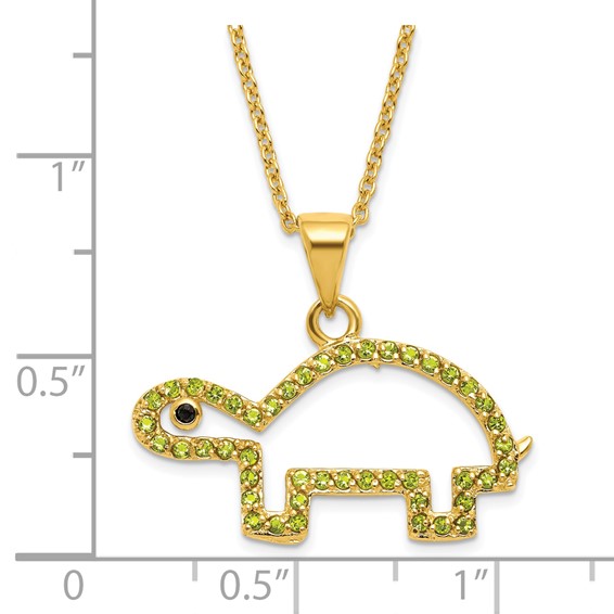 Sterling Silver Gold-plated Open Turtle Pendant 18 inch Necklace