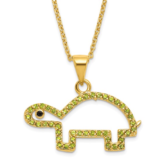 Sterling Silver Gold-plated Open Turtle Pendant 18 inch Necklace