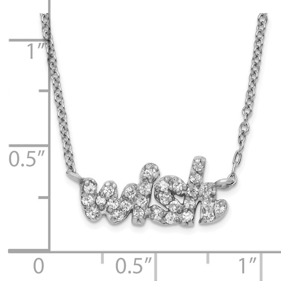 Sterling Silver Rhodium-plated CZ WISH Necklace