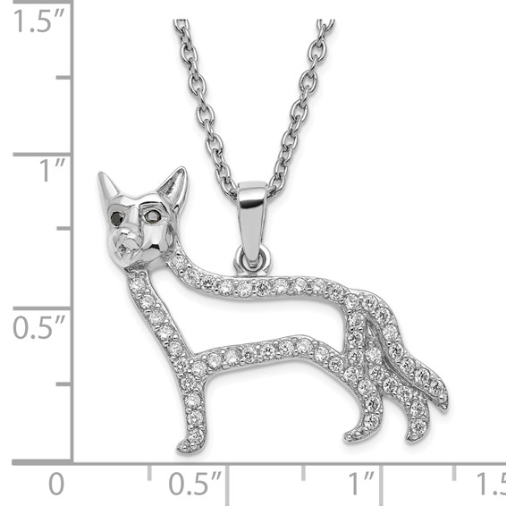 Sterling Silver Rhodium Plated White CZ Shepherd Necklace