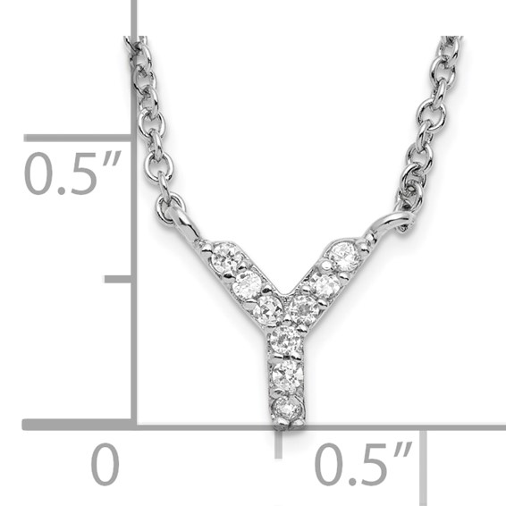 Sterling Silver Rhodium-plated CZ Initial Y 18 Inch Necklace