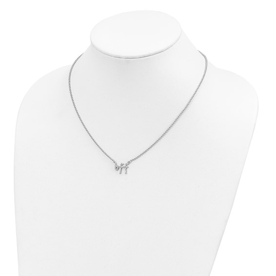 Sterling Silver Rhod-plated CZ bff Necklace