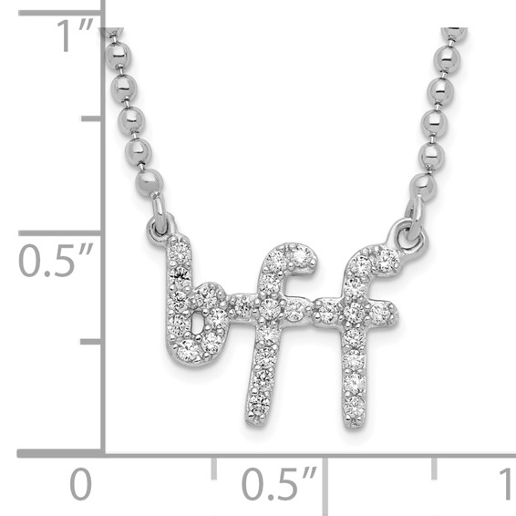 Sterling Silver Rhod-plated CZ bff Necklace