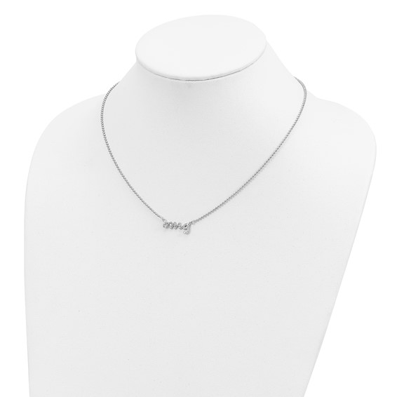 Sterling Silver Rhod-plated White CZ OMG Necklace