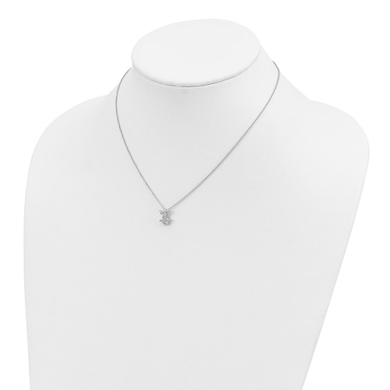 Sterling Silver Rhodium-plated CZ Chinese Happiness w/2 in ext. Necklace