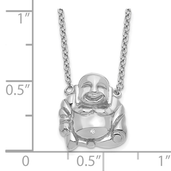 Sterling Silver Rhod-plated Mini Buddha Necklace