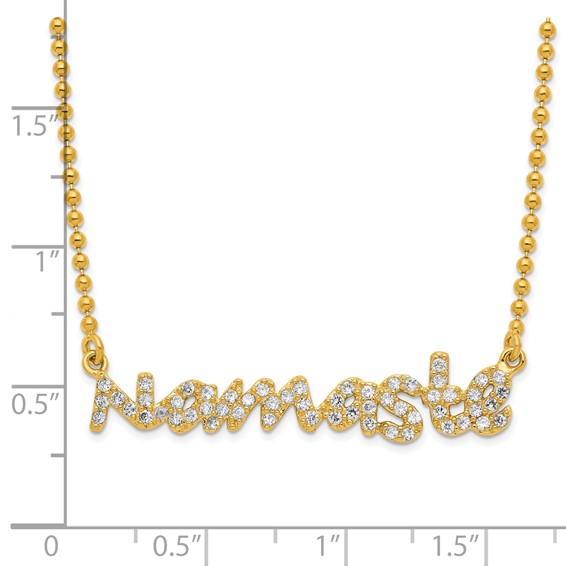 Sterling Silver Gold-tone CZ Namaste Necklace