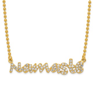 Sterling Silver Gold-tone CZ Namaste Necklace