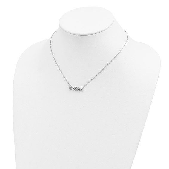 Sterling Silver Rhod-plated CZ Besitos Spanish My Kisses Necklace