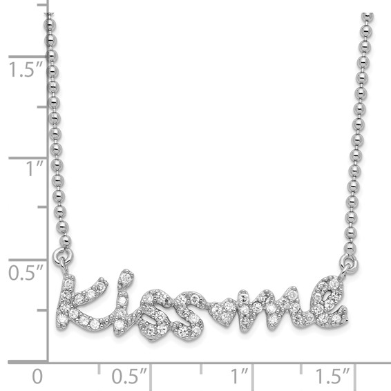 Sterling Silver Rhodium Plated Kiss Me Necklace