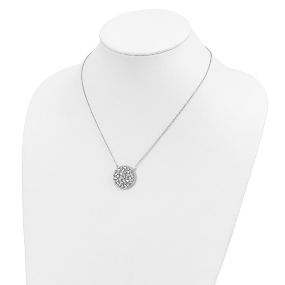 Sterling Silver Rhodium-plated CZ Fancy with 2 in ext Necklace