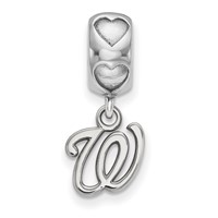 Sterling Silver RH-plate LogoArt Washington Nationals W on Heart Bead view 2