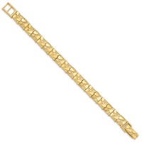 14K Yellow Gold Polished and Textured 9.5mm Nugget Bracelet, 7" view 2