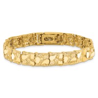 14K Yellow Gold Polished and Textured 9.5mm Nugget Bracelet, 7" view 3